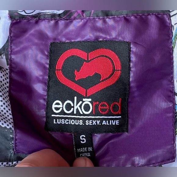 Vintage Y2k Women’s Echo Red Full Zip Puffer Vest Size Small Purple/gold - Picture 2 of 6